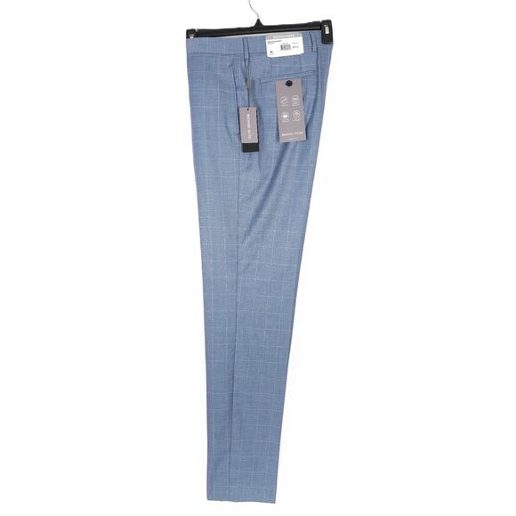Michael Kors Classic-Fit Stretch Dress Pants Light Blue Windowpane 38x32 NWT - Picture 4 of 6